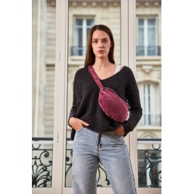 Sac Banane Velours Brodé
