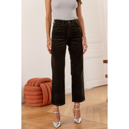 Pantalon Velours Droit Kaki
