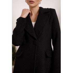 Manteau en Laine Cintré Noir Nina