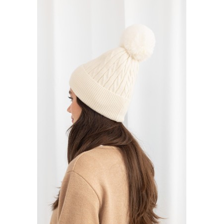 Bonnet à Revers avec Pompon Doublé Polaire