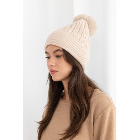 Bonnet à Revers avec Pompon Doublé Polaire