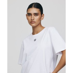 MSCH Tee Shirt Col Rond en Coton Blanc Wendy