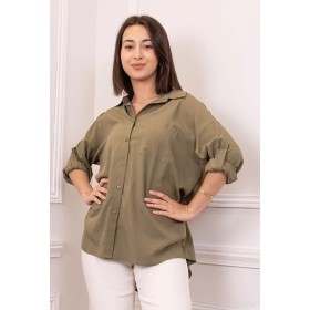 Chemise Unie Viscose et Lyocell Kaki
