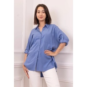 Chemise Unie Viscose et Lyocell Bleu