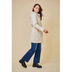 Parka Mi-Longue Déperlante Beige à Capuche