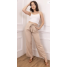 Pantalon fluide uni avec ceinture, Viscose/Lyocell