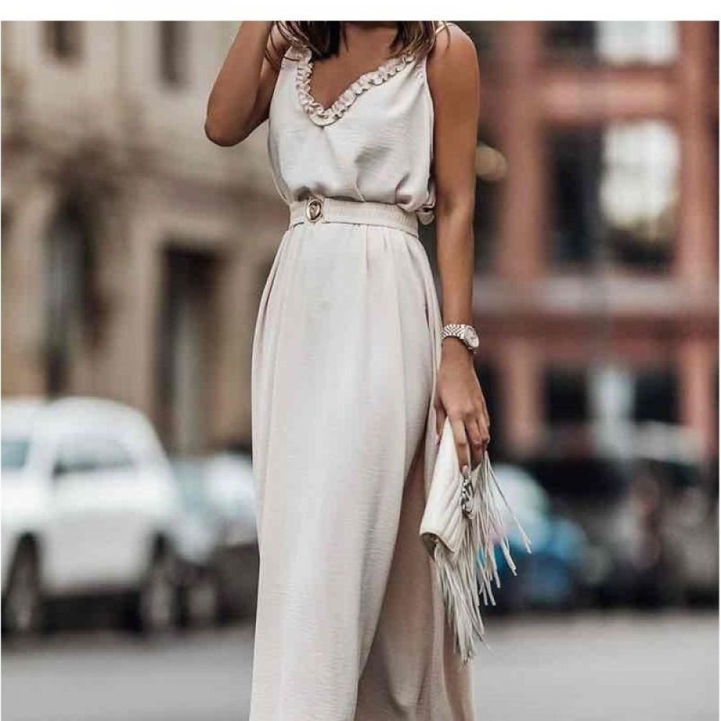 Robe Longue Fluide avec Ceinture
