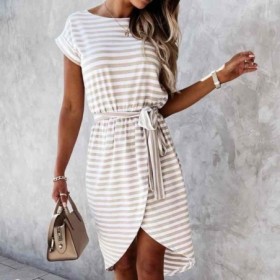 Robe à Imprimé en Coton avec Ceinture