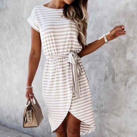 Robe à Imprimé en Coton avec Ceinture