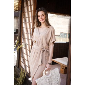 Robe Cache-Cœur en Lin avec Ceinture