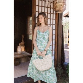 Robe Longue à Bretelles Fleuries