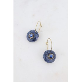 Boucles d'oreilles créoles avec pierre naturelle et cristaux taillés