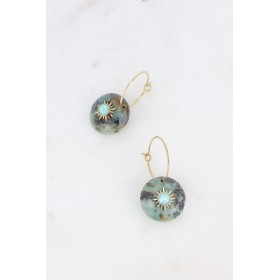 Boucles d'oreilles créoles avec pierre naturelle et cristaux taillés