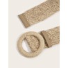 Ceinture élastique raphia boucle ronde brun
