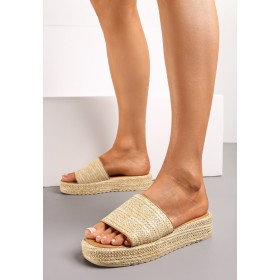 Sandales Compensées Effet Corde avec Semelle en Cuir