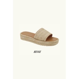 Sandales Compensées Effet Corde avec Semelle en Cuir