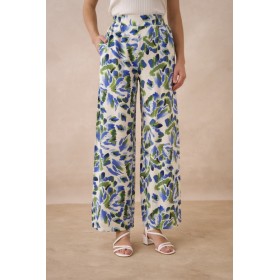 Pantalon Palazzo en Tissu Fluide Imprimé