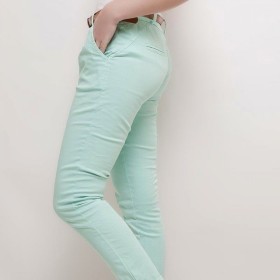 Chino Classique en Coton avec Poches et Ceinture
