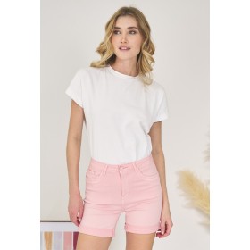 Short en Coton Coupe Droite rose poudré