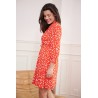 Robe Fleurie Courte Cintrée Rouge