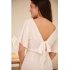 Robe Longue Fluide à Manches Souple Blanche