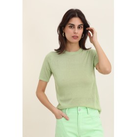 Top en Maille de Lin Vert - Forme T-shirt