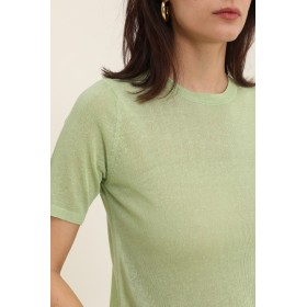 Top en Maille de Lin Vert - Forme T-shirt