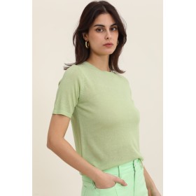 Top en Maille de Lin Vert - Forme T-shirt
