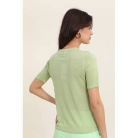 Top en Maille de Lin Vert - Forme T-shirt