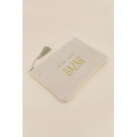 Trousse "Mon Joli BAZAR" - Velours Côtelé et Impression Florale