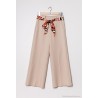 Pantalon Flare avec Ceinture Assortie Beige Andréa