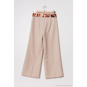Pantalon Flare avec Ceinture Assortie Beige Andréa