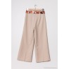 Pantalon Flare avec Ceinture Assortie Beige Andréa